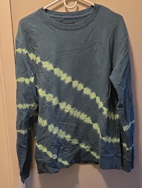 Original Use Blue and Lime Tie-Dye Crewneck Sweater